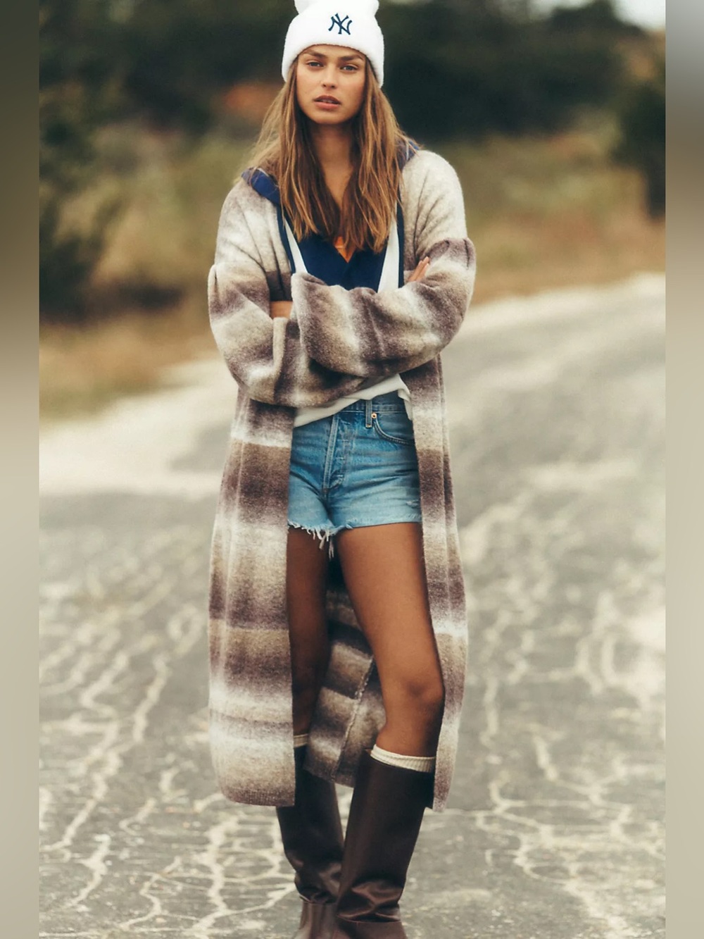 By Anthropologie Cozy Stripe Sweater Duster ONE SIZE boho neutral